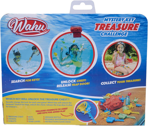Wahu Mystery Key Treasure Challenge Pool Diving Toy Set for Kids Ages 5+, Underwater Treasure Chest and Key Diving Game