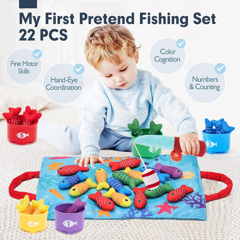1 10 1 Counting, hahaland Montessori Toys for Year Old Boy Girl Birthday Gift - in Cloth Fishing Game Toddler Toys