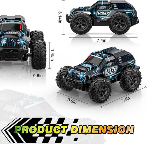 2.4GHz 3-8 BLUEJAY High Speed RC Car, Offroad Monster Hobby Racing Car with LED Colorful Bodylight and Rechargeable
