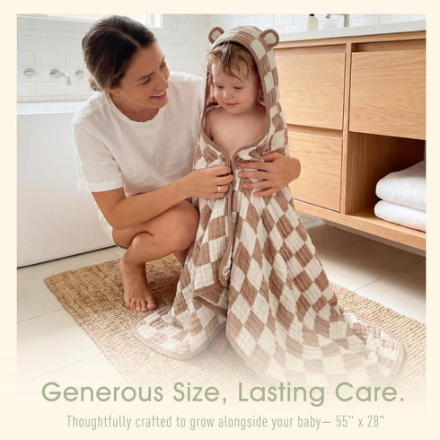 55 28 Inches, Ultra-Soft Muslin Toddler Hooded Towel - x Ideal for Bath & Beach, Suitable for Both Boys & Girls from