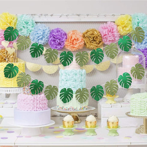 Tropical Palm Leaves Banner for Luau Hawaiian Birthday Bachelorette Party Decorations - Tropical Palm Leaf Banner