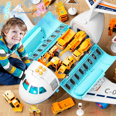 Set, Set Transport Cargo Airplane, Large Theme Airplane Toy Educational Toy Vehicle Play with Smoke Sound and Light