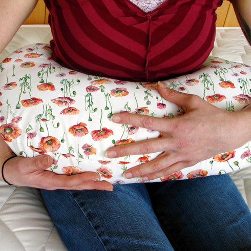 Summer Watercolor Poppies Flowers Baby Nursing Pillow Covers for Boy Girl Red Poppies Green Leaves Nursing Pillowcase