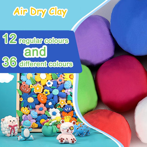 Air Dry Clay kit, EDIFON Modeling Clay Ultra Light Magic Clay with Tools, Safe and Non-Toxic Modeling Clay, Ideal Gift for Kids (48 Colors + Tools) by EDIFON