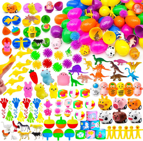 GOAUS Prefilled Easter Eggs with Toys 240 Pcs, 120 Eggs Truly Filled