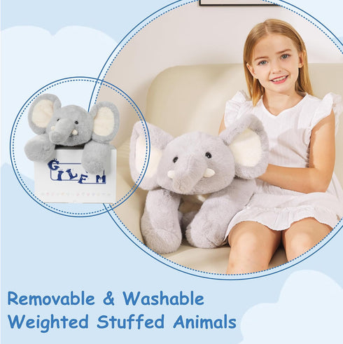 20.5" 3 lbs GILFWM Weighted Stuffed Animals Elephant - Cute Toy Pillow Plushie Gifts for Kids Boys Girls & Adults, Soft