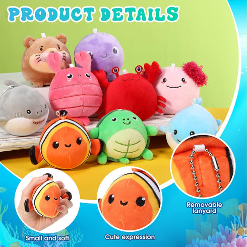 9 3.15 Inch Pcs Mini Sealife Stuffed Animals Stuffed Shark Turtle Ocean Animal Soft Plushies for Birthday Ocean Party