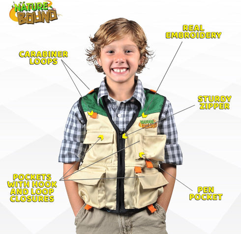 Nature Bound Cargo Vest for Kids - Zipper, 4 Pockets, Durable Stitching