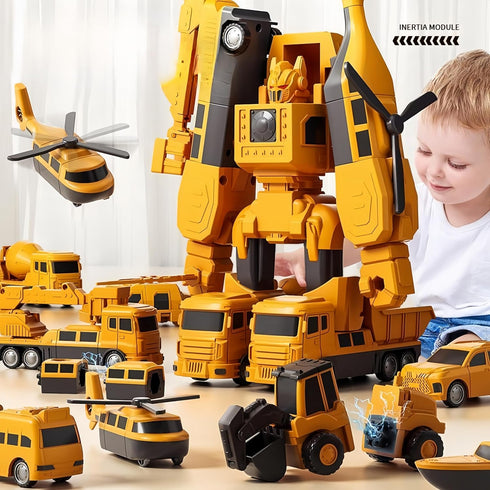 Magnetic Transform Engineering Car Assembled Toys with Storage Box, Magnetic Cars and Trucks for Kids Ages 3-8