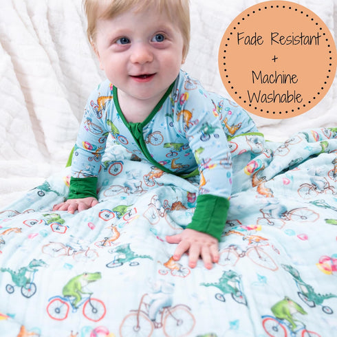 100% 6-Layer 47x47 LollyBanks Muslin Quilt, Cotton Lightweight Baby Blanket for Boys and Girls, Soft and Breathable