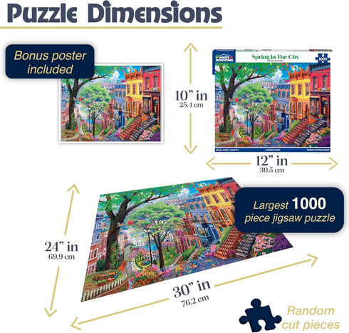 1000 24"x30" White Mountain Piece Jigsaw Puzzle Colorful Landscape Seasonal Puzzles with Large Pieces Gift for Adults