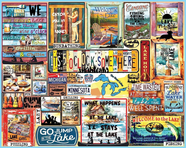 White Mountain 1000 Piece Jigsaw Puzzle Lake Lover Quote Collage Puzzles with