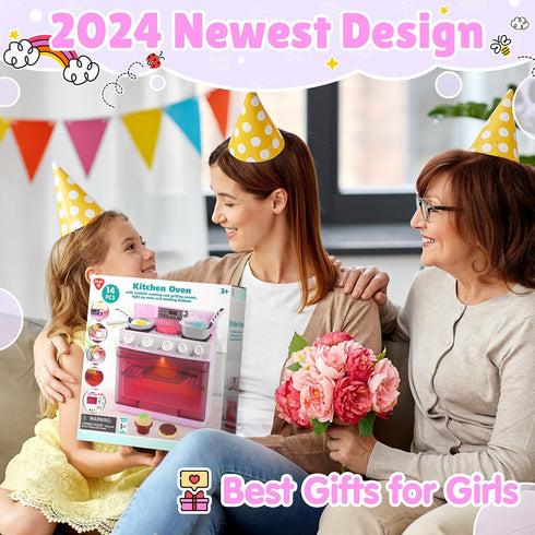 Playset, Set 11 Set 3+ PLAY Toy Oven Kids Kitchen Kids Play Kitchen with Accessories, Realistic Cooking Sounds Lights