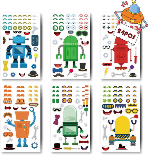 T-Antrix 24 Sheets Make Your Own Robot Stickers Make A Face Stickers for