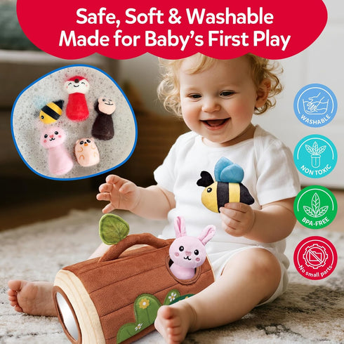 CuteZone 6-12 Set Baby Toys Months, Stuffed Animals for Babies, Soft Plush Forest Sensory Toy with Rattle, Crinkle