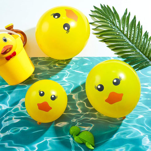 60 Yellow Duck Balloons - Cartoon Duck Printed Latex Balloons for Wedding, Birthday, Baby Shower & Classroom Decoration