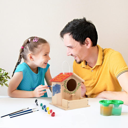 LotFancy DIY Bird House Kit: Wooden Birdhouse Arts and Crafts Painting Kit for Kids Ages 5+, Includes Paints