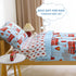 4 Set Sets Mooreeke Pieces Toddler Bedding - Fire Truck Blue Toddler Comforter for Boys, Includes Comforter, Flat