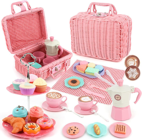 Afternoon Tea Toys Set Pretend Play Food Toys for Toddler Girls, Party