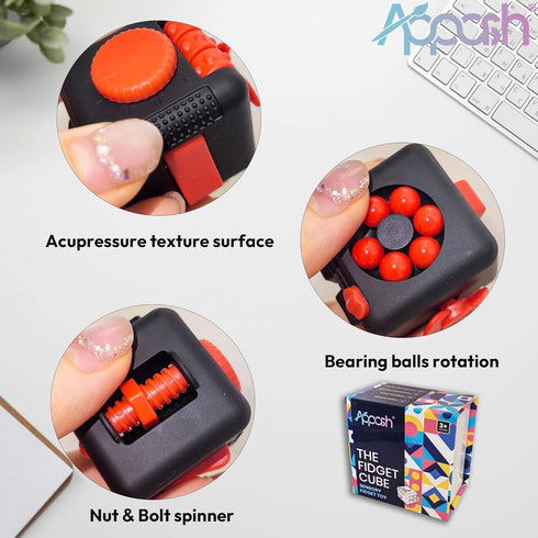 9-in-1 Fidget Cube - Premium Ultimate Sensory Fidget Toy for Stress & Anxiety Relief | Features ACU Rollers, Clickable