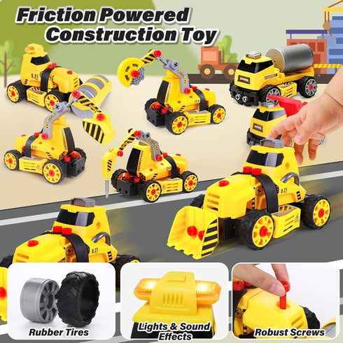 FLY2SKY 7 in 1 Take Apart Toys for Boys Ages 3-8, Electric Drill Construction Set, DIY Engineering Building Toy Gift