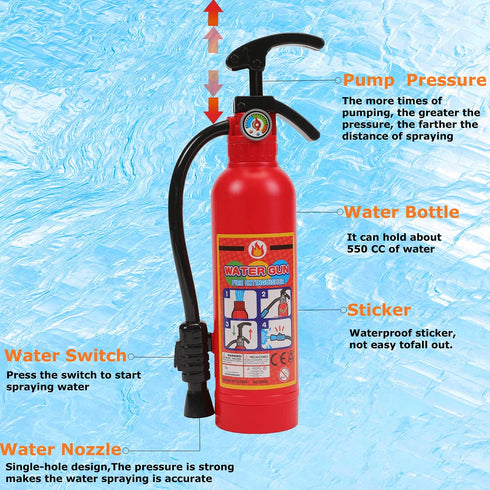 2 Pack Toy Fire Extinguisher Firefighter Role Play Toys for Kids, Small Water Gun Squirt Toys for Pool Beach Outdoor