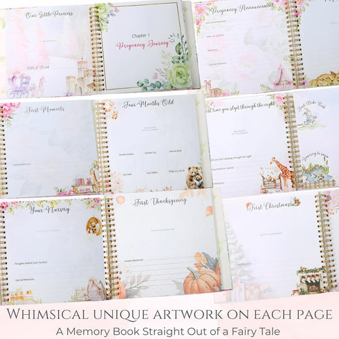 Set Album 5 Luxury Baby Girl Memory Book Keepsake Journal & Milestone from Pregnancy to Age with Premium Gift Box