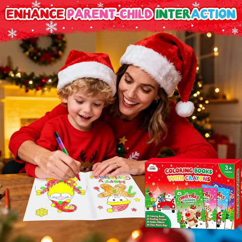 ZMLM 24 Pack 4-8, Christmas Coloring Books for Kids with Crayons,Party Favors for Kids Goodie Bags Stuffers