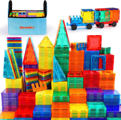 Gemmicc Magnetic Tiles, 126 PCS + Storage Case, STEM Building Blocks Magnet