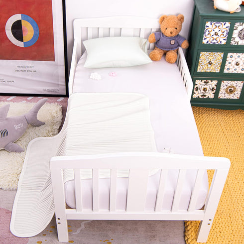 NTBAY Jersey Cotton Quilted Toddler Blanket - Breathable and Warm Baby Blanket for Boys and Girls, 30x40 Inches, White