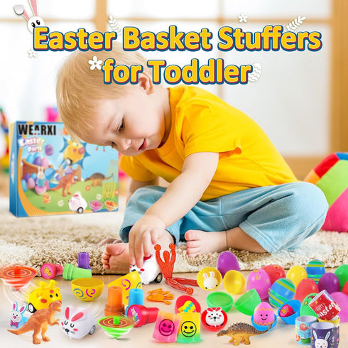 100PCS WEARXI Prefilled Easter Eggs with Toys, Easter Basket Stuffers, Easter Eggs Filled, Easter Basket Stuffers