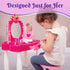 PREXTEX Kids Makeup Table with Mirror and Chair, Princess Play Set with Light and Musical Sound Effects