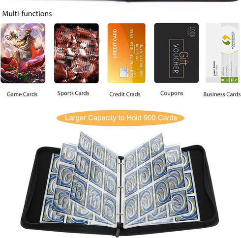 Deluxe Trading Card Binder, Premium 4-Pocket Album with 400 Side Loading Pockets, Ideal for Card Enthusiasts