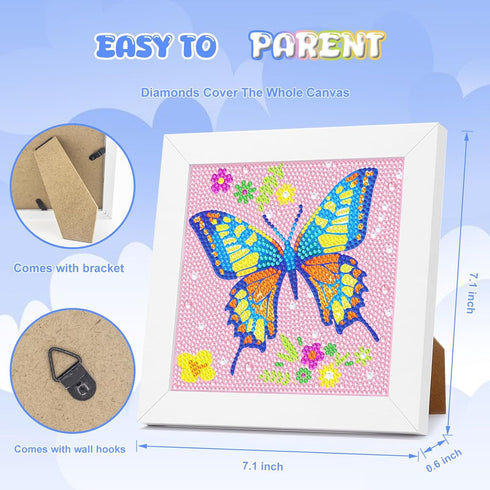 Diamond Art Kits for Kids - Crafts for Girls 8-12, Diamond Art Painting with Wooden Frame for Ages 4-10