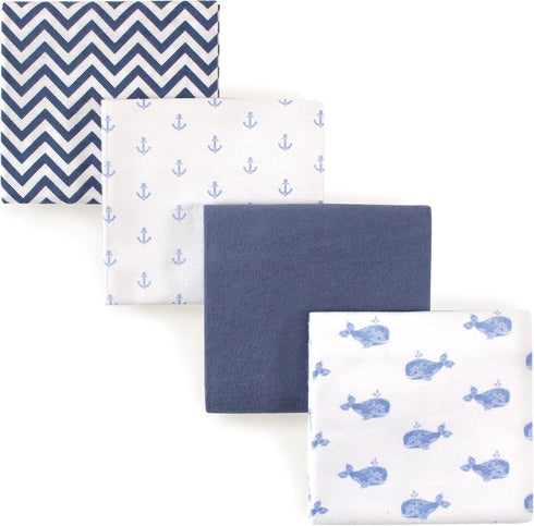 Hudson Baby Unisex Cotton Flannel Receiving Blankets, Whale, One Size