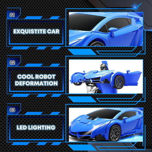Gikimooy 3-8 2 2.4Ghz 360 Transform Remote Control Car, Transform Robot Toys for Boys Years Old, Rechargeable Batteries