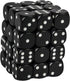 Black with White Dice Block, 12mm D6, Pack of 36