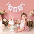 LINLULU 1st 1st Flower Birthday High Chair Banner - Pink and Gold One Birthday Banner, Princess Bday Decoration, Rose
