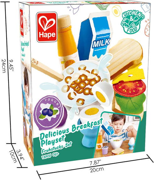 Hape Delicious Wooden Breakfast Playset, Educational Wooden Kitchen Toys for Toddlers Age 3 Years and Up