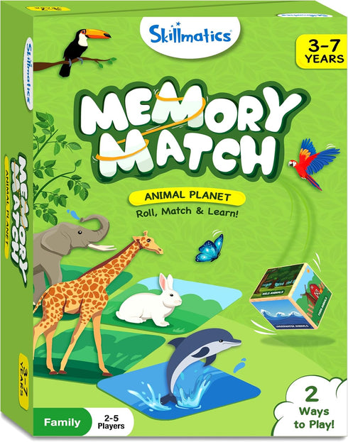 Skillmatics Board Game - Memory Match Animals, Fast & Fun Memory Game for Kids Ages 3-7, Gifts for Boys & Girls