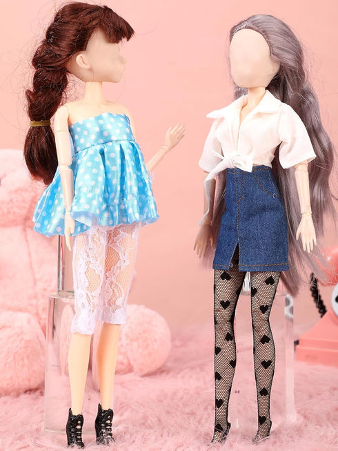 Sotiff 10 Pairs Doll Lace Stockings, Handmade Long Socks for DIY Baby Doll Clothes