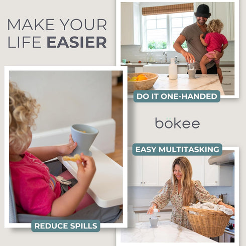 1-Pack Boekee Baby Bottle Holder and Easy Hands Free Silicone Breast Pump Holder for One Handed Bottle Prep - White