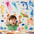 4 Sheets Ocean Fish Wall Decals Stickers, Removable Sea Life Marine Animal Decor for Kids Nursery Bathroom