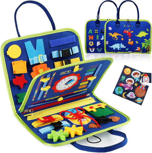 Guolely Montessori Busy Board Toy for 1-4 Year Olds - Sensory Activity Board for Fine Motor Skills, Travel Gift for Kids