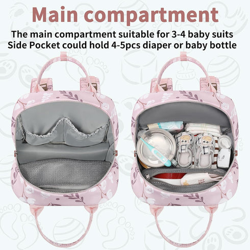 Backpack Diaper Bag for Baby Girl, Multifunction Waterproof Diaper Bag for Mom Dad, Large Pink Floral Baby Diaper Bags
