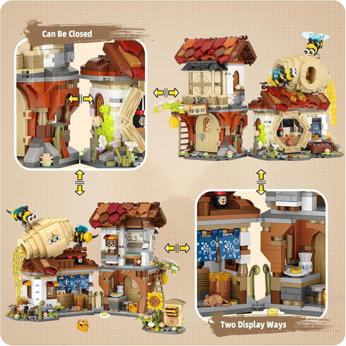 Set 7-9 1242 Honey Workshop Mini Building Blocks, MOC Creative Building Toys Model for Years Old Girls Boys, PCS