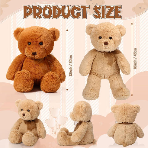 2 Pack 18 Inch Wettarn Plush Teddy Bear Stuffed Animal Cuddly Stuffed Bears Plush with Bow for Kids Easter Birthday
