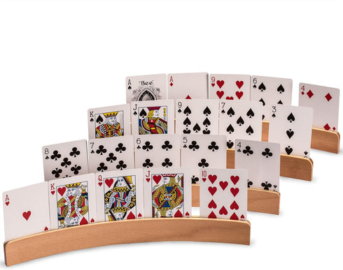 Panorama Wooden Playing Card Holders/Racks - Set of 4 Organizers by Yellow Mountain Imports