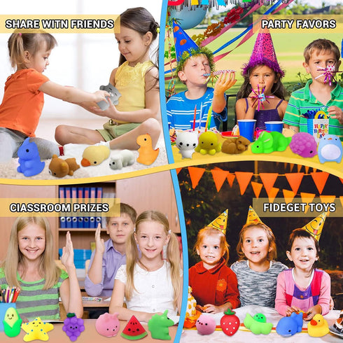amicbng 110 Pcs Mochi Squishy Toys, Mochi Squishy Toys for Kids Party Favors, Mini Kawaii Squishy Fidget Toys