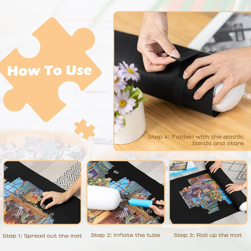 Lavievert Jigsaw Puzzle Mat Roll Up, Portable Puzzle Storage for Up to 1500 Pieces, Eco-Friendly Material
